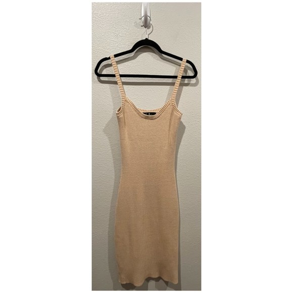 LULUS Beige Straps Sweater Bodycon Mini Dress - Picture 1 of 3